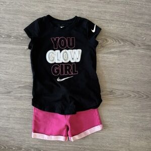 3 Piece Bundle all Sz.3-4yrs 2 Nike Graphic Tees & Cat and Jack  3T pink Shorts